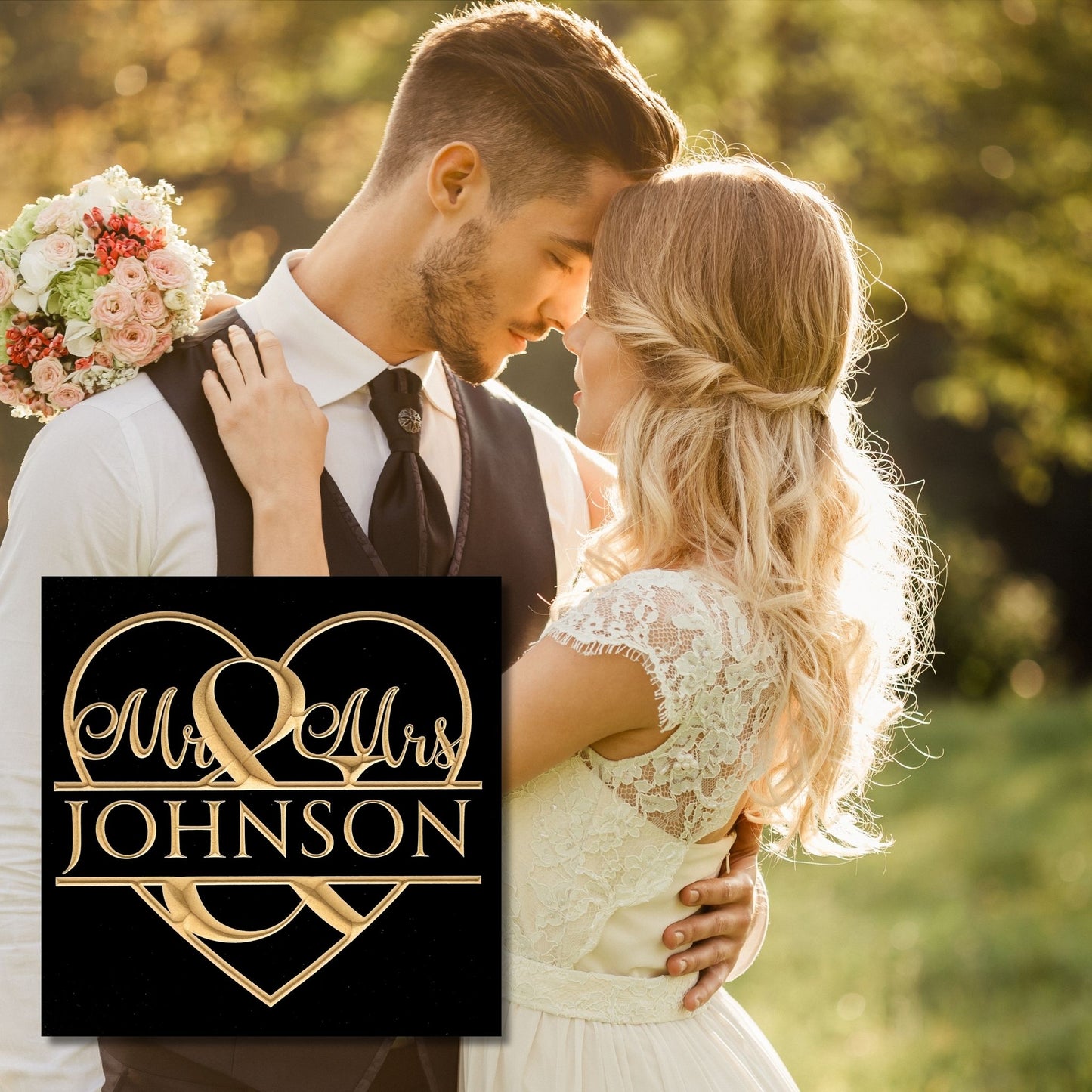 Mr. and Mrs. Wedding Sign Heart