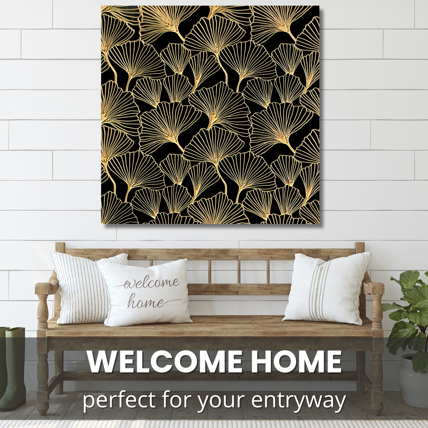 Ginkgo Wall Art in Entryway