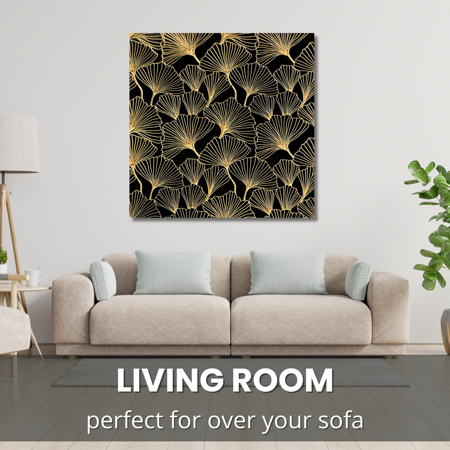 Ginkgo Wall Art over a sofa