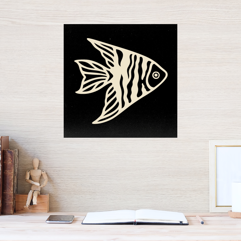 Boho Angel Fish Carved Wooden Wall Art