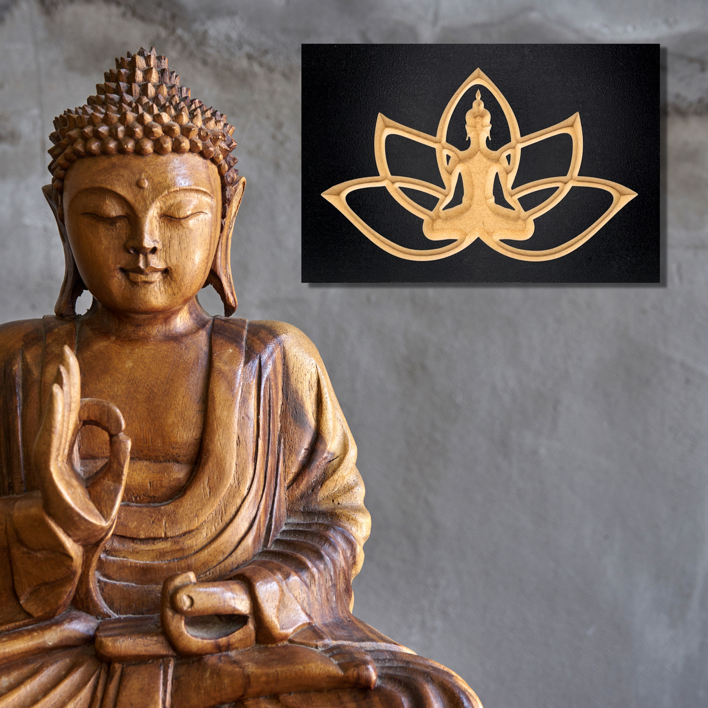 Buddha Lotus Flower Zen Wood Wall Decor