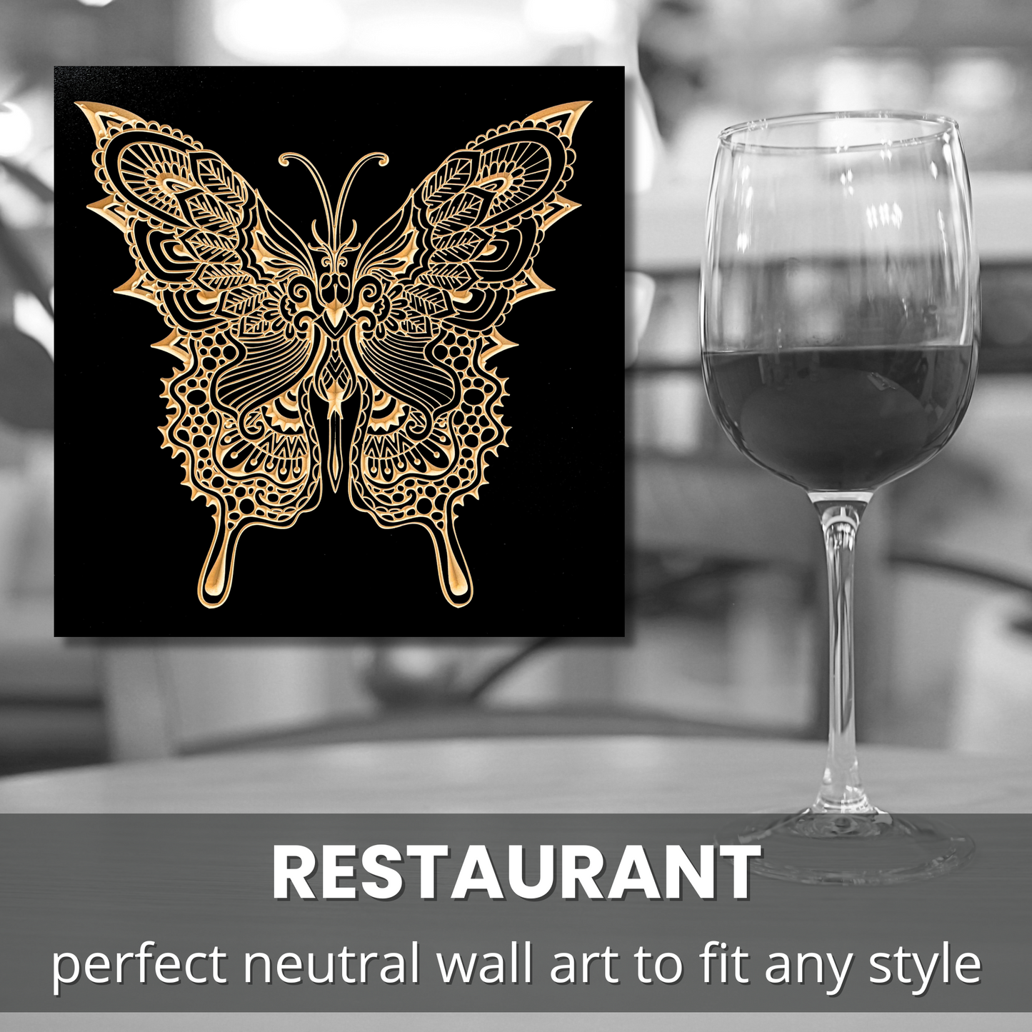 Butterfly Mandala Wood Wall Art for Restaurants