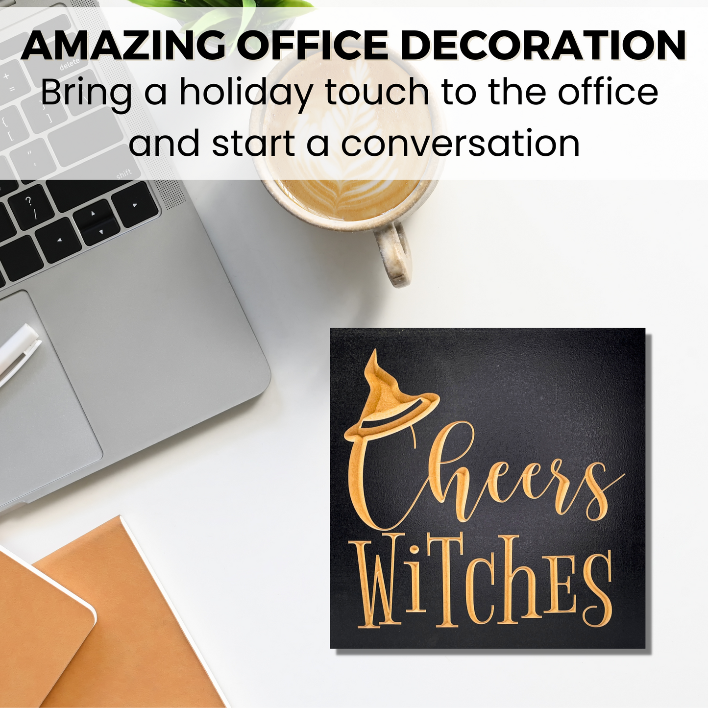 Cheers Witches Carved Wooden Halloween Office Decoration