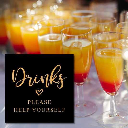 Drinks Please Help Yourself Wedding Reception Sign