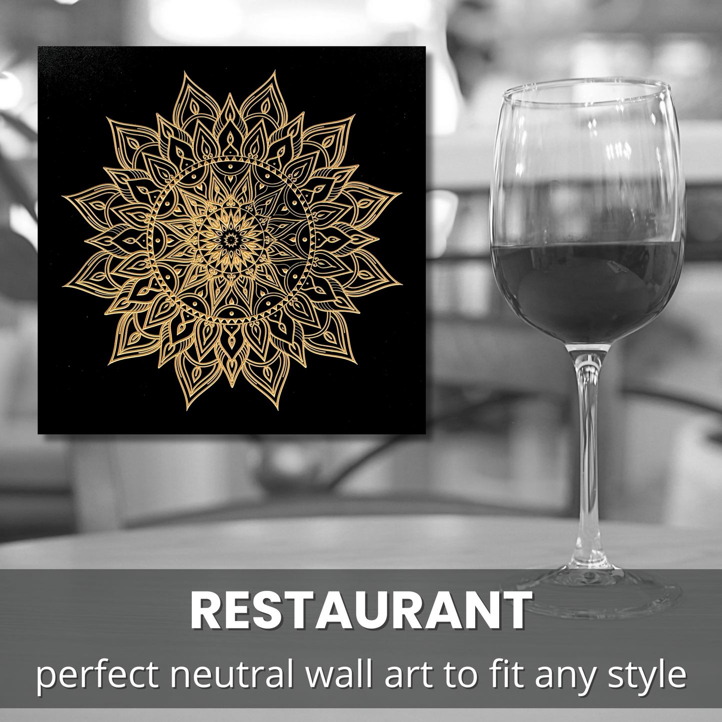 Fireside Mandala Wood Wall Art for Restaurant