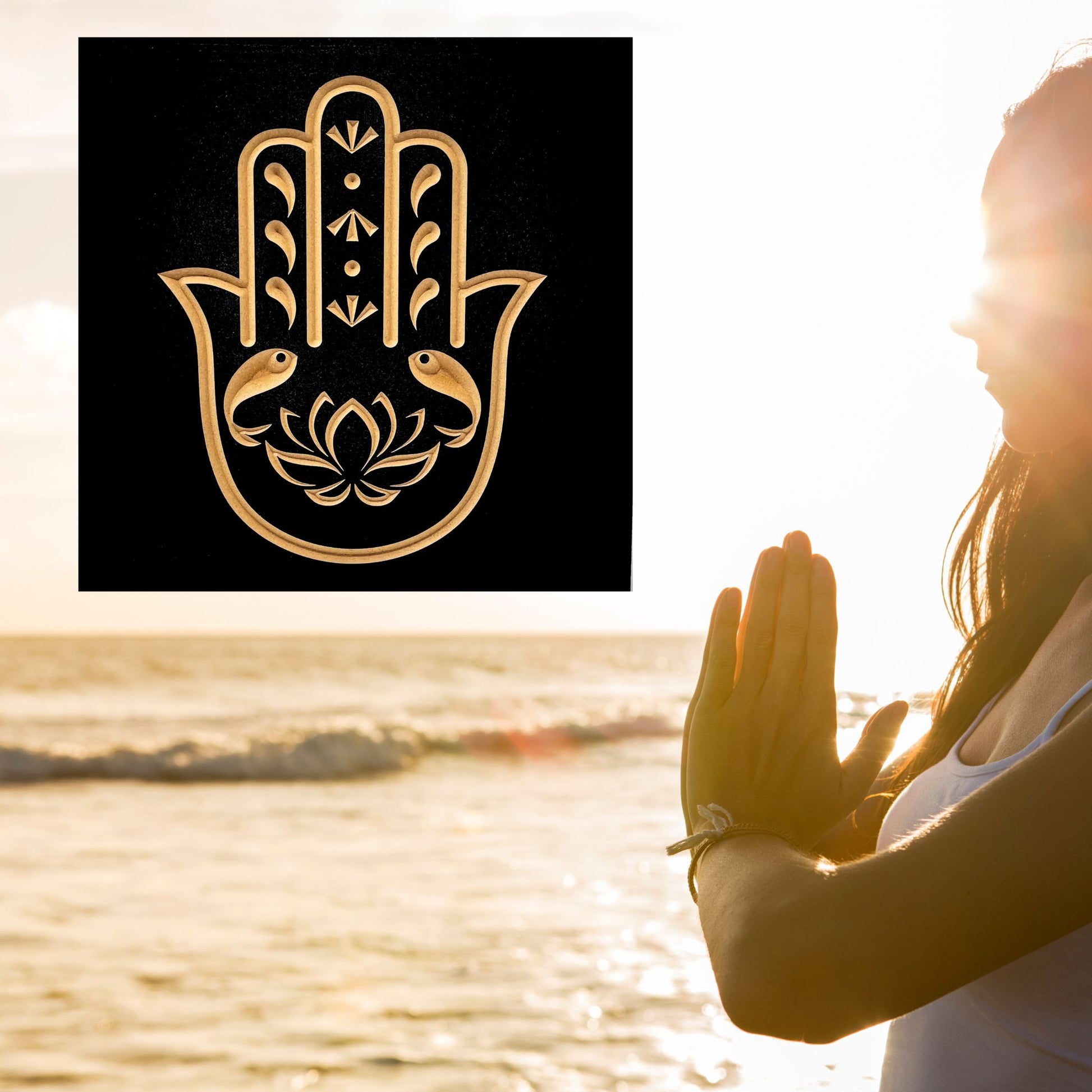 Hamsa Hand Lotus Flower Meditation Decor