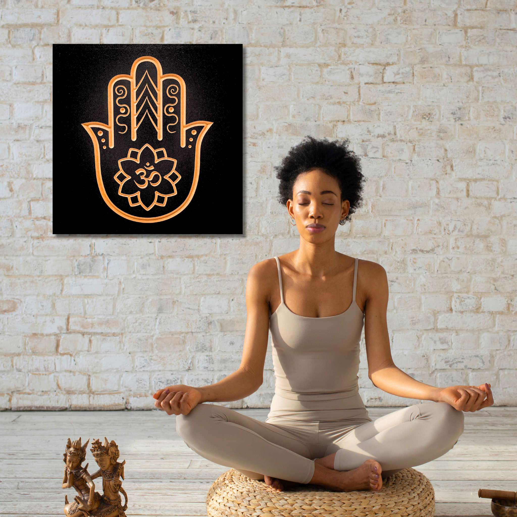 Hamsa Hand Om Flower Zen Decor Meditation Room