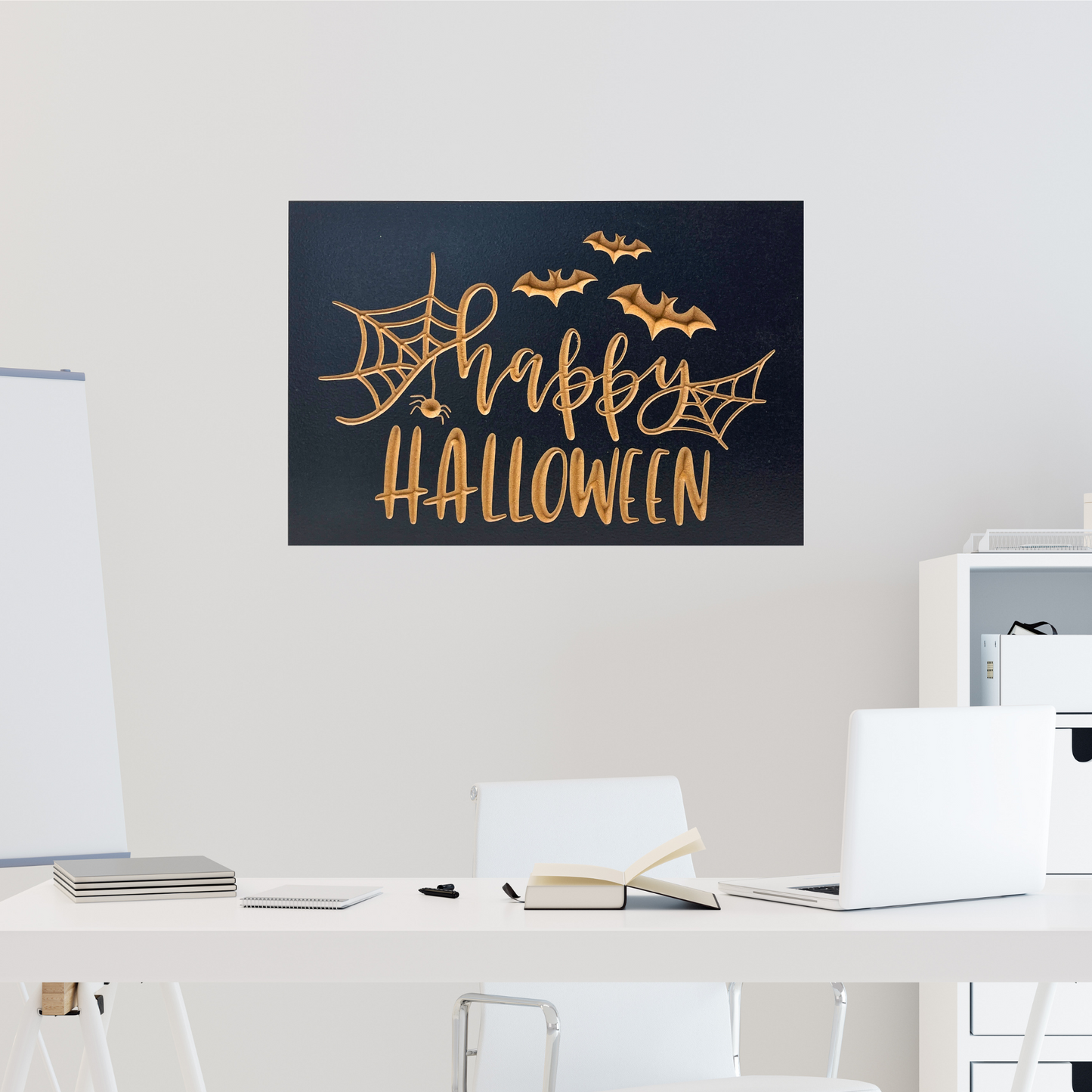 Happy Halloween Spider Web Halloween Office Decoration Sign