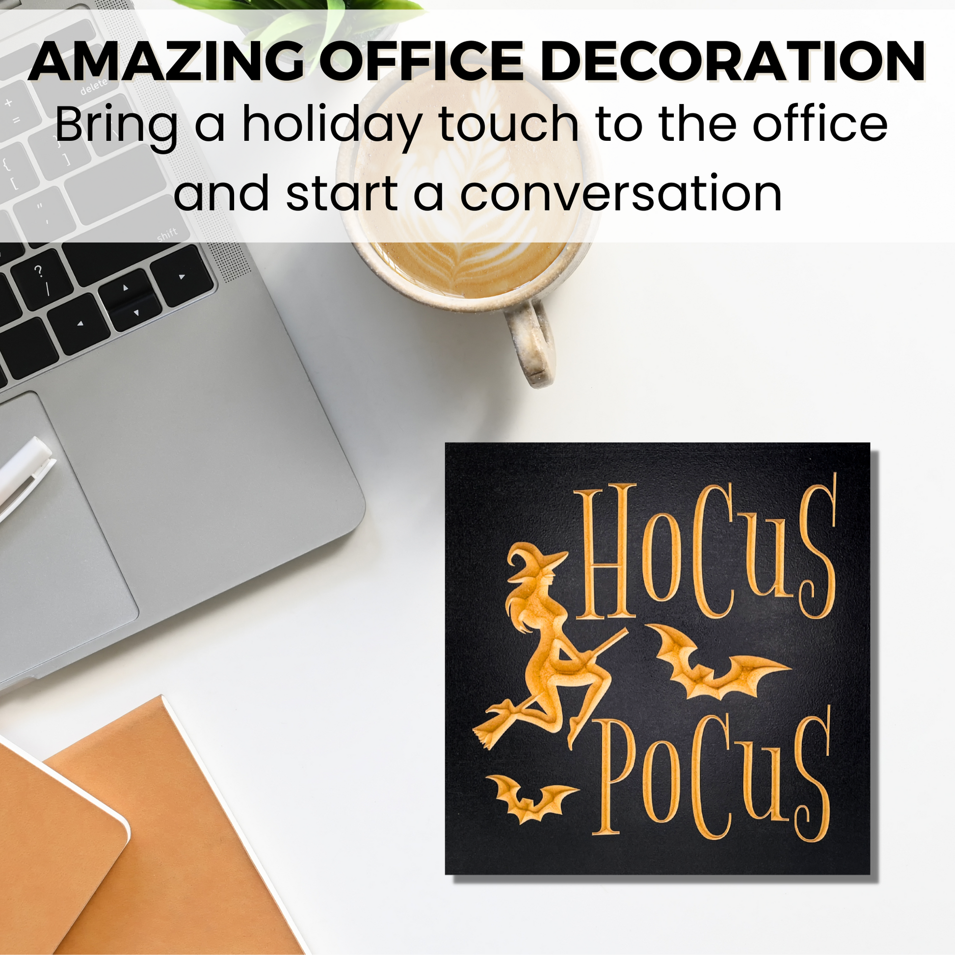 Hocus Pocus Carved Wooden Halloween Office Decoration