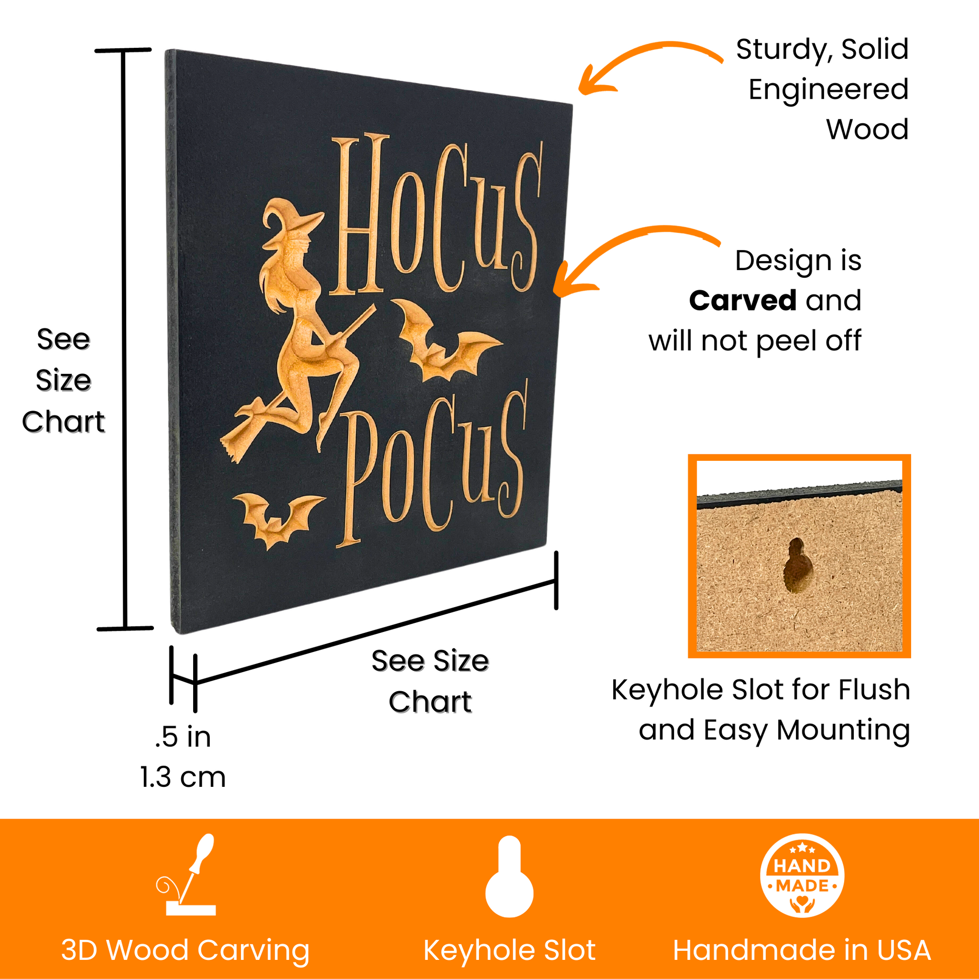 Hocus Pocus Carved Wooden Halloween Sign Product Details