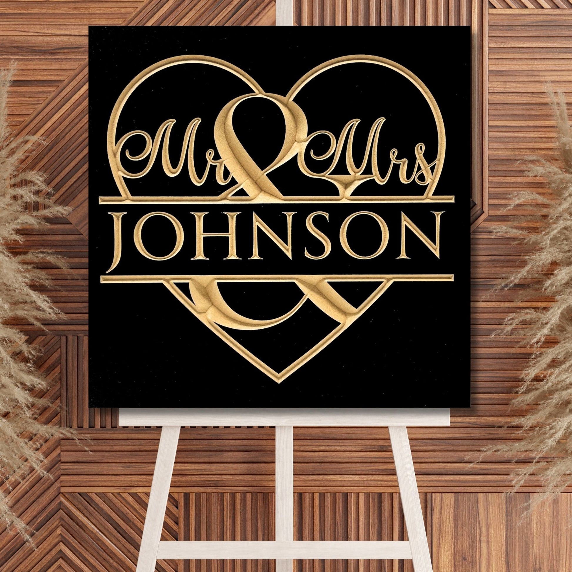 Mr. and Mrs. Wedding Sign Heart