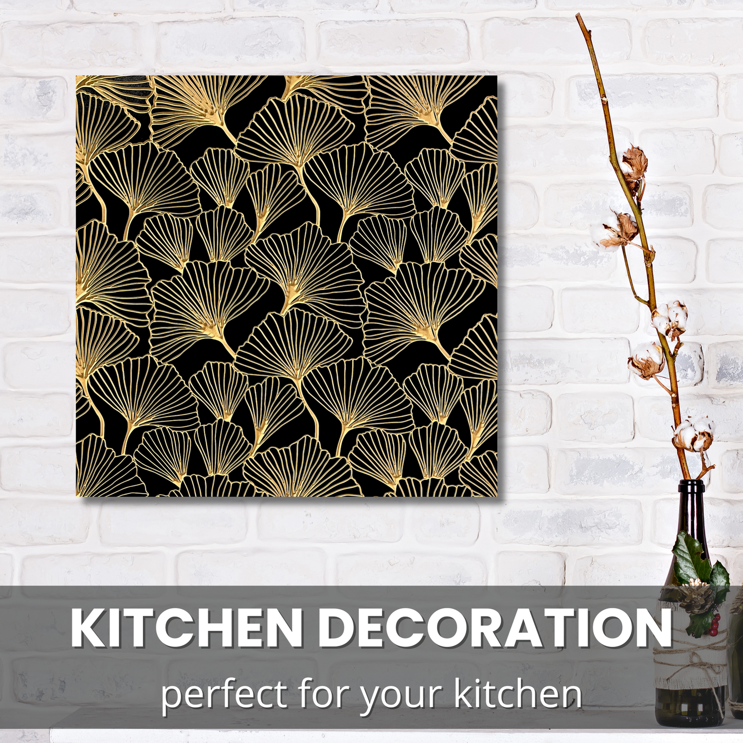 Ginkgo Wall Art in a kitchen