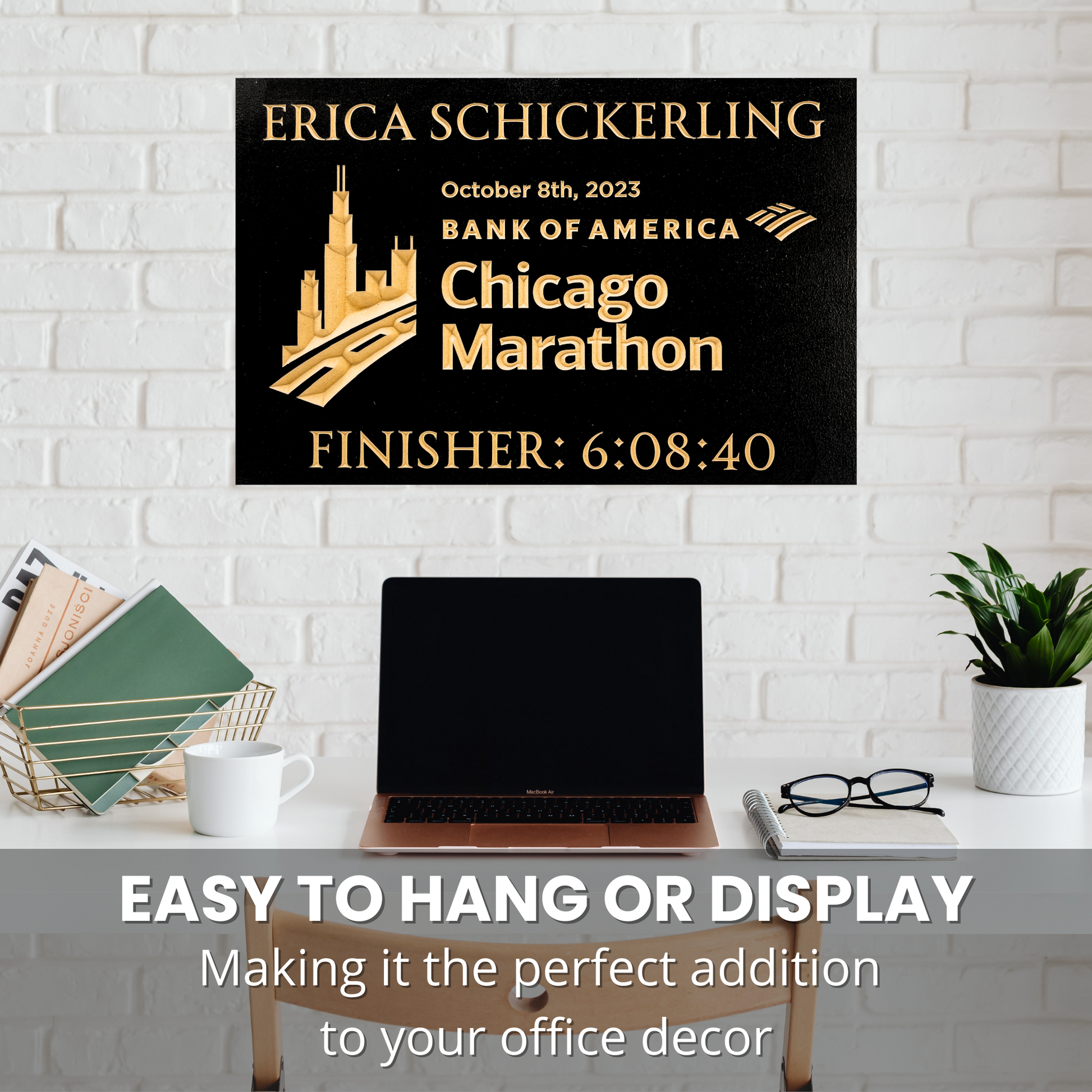 Personalized 2023 Chicago Marathon Finisher Sign Office Wall Decor