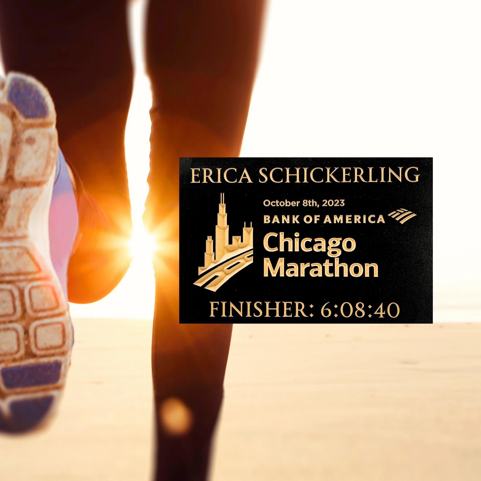 Personalized 2023 Chicago Marathon Finisher Sign Sunrise Runner