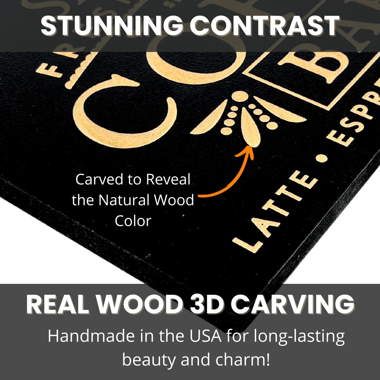 Custom Coffee Bar Sign 3D Wood Carving