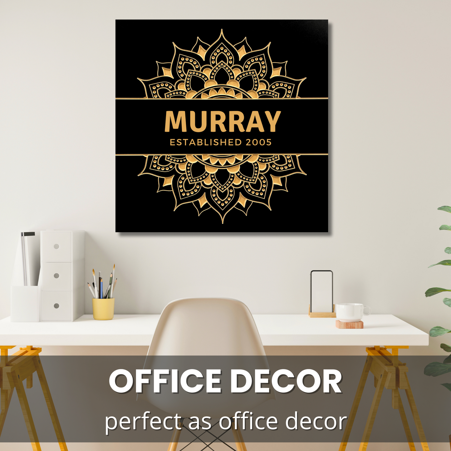 Established Last Name Personalized Mandala Sign Anniversary Gift for your office