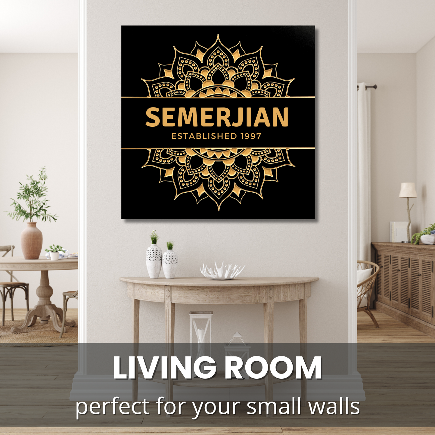 Established Last Name Personalized Mandala Sign Anniversary Gift for small walls