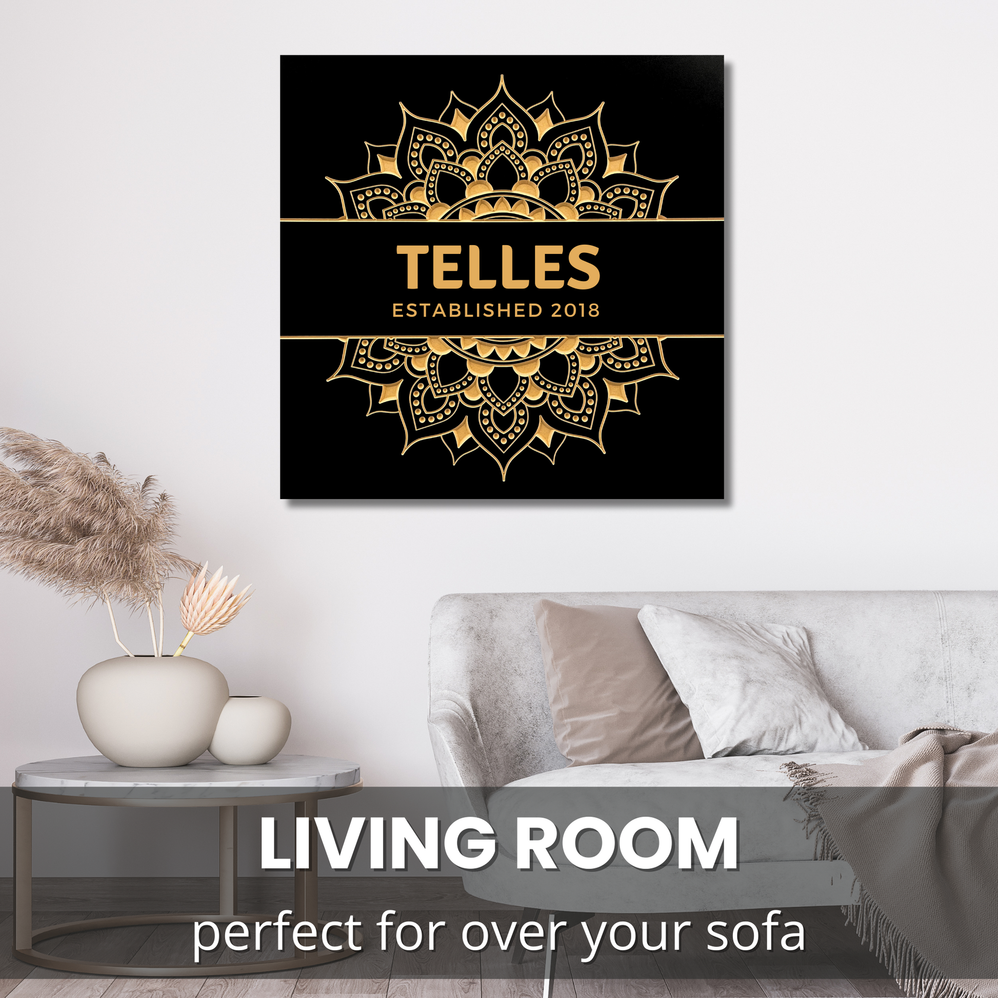 Established Last Name Personalized Mandala Sign Anniversary Gift for your living room