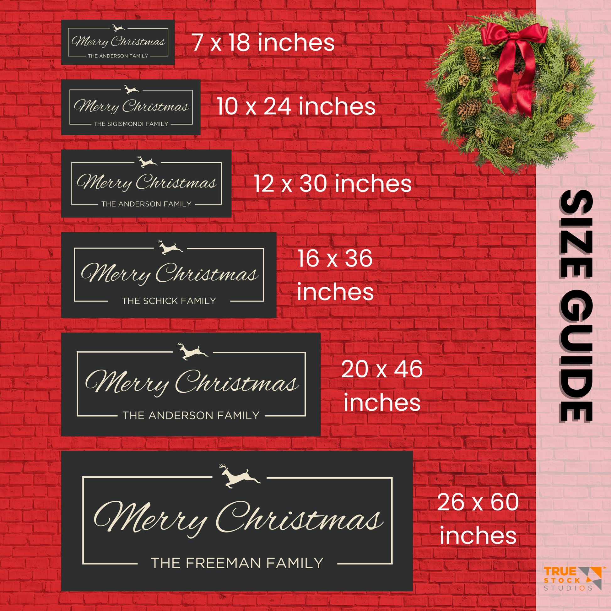 Family Name Sign Christmas Decoration Size Guide