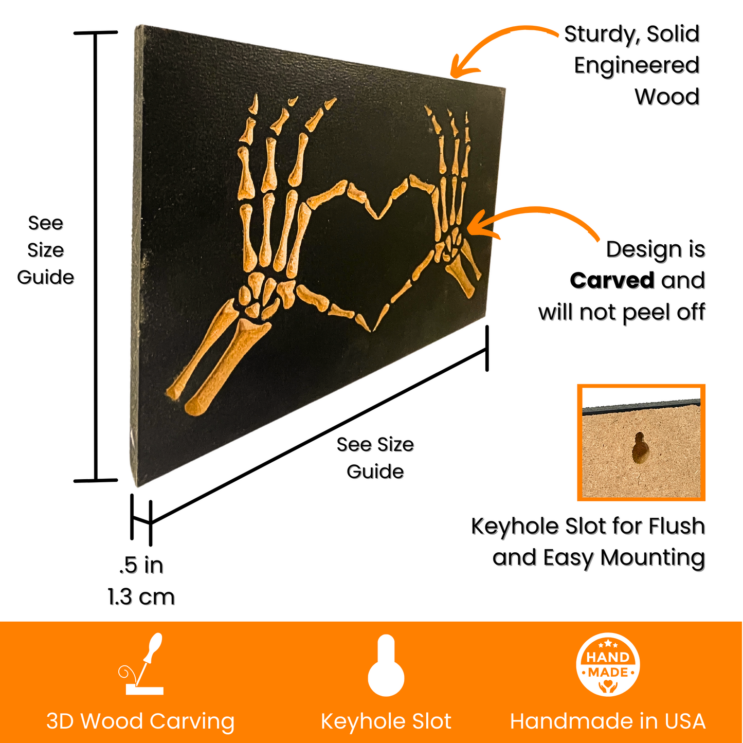 Skeleton Hands Heart Carved Wooden Halloween Decoration Product Details