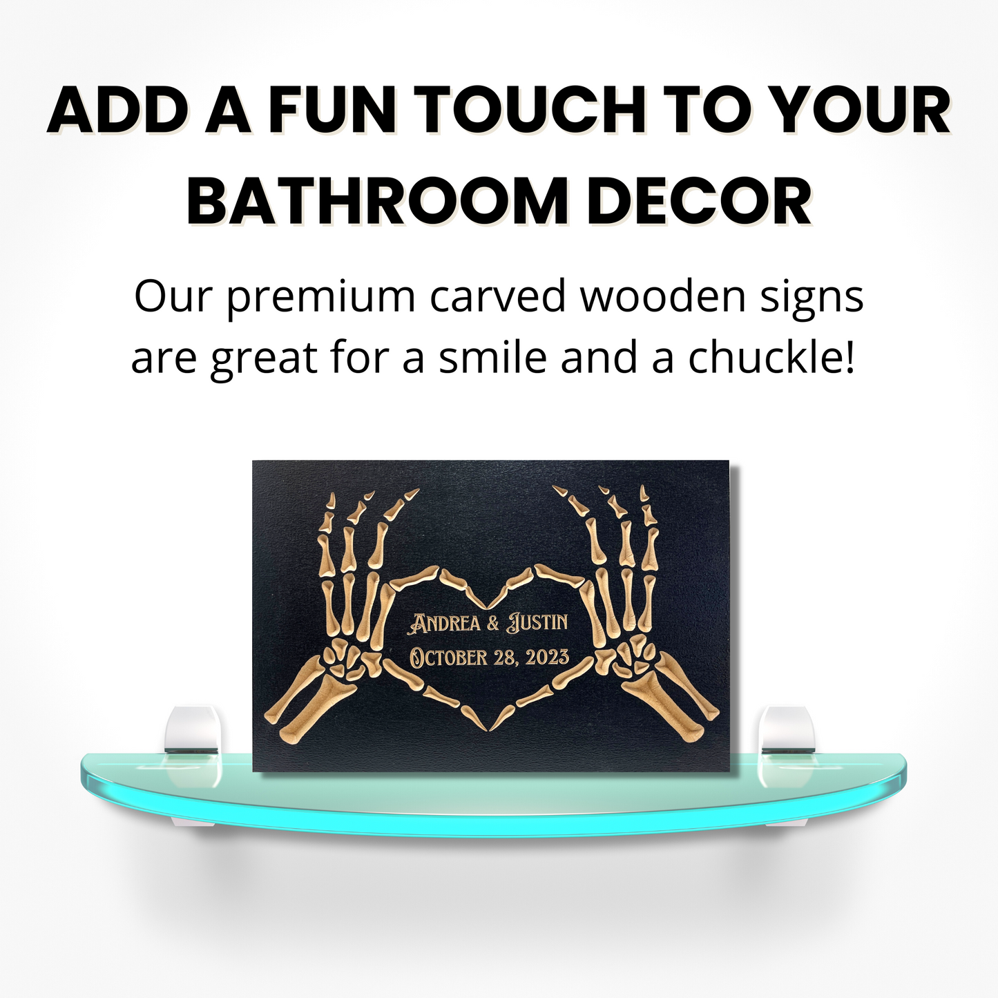 Personalized Skeleton Hands Heart Halloween Bathroom Decor