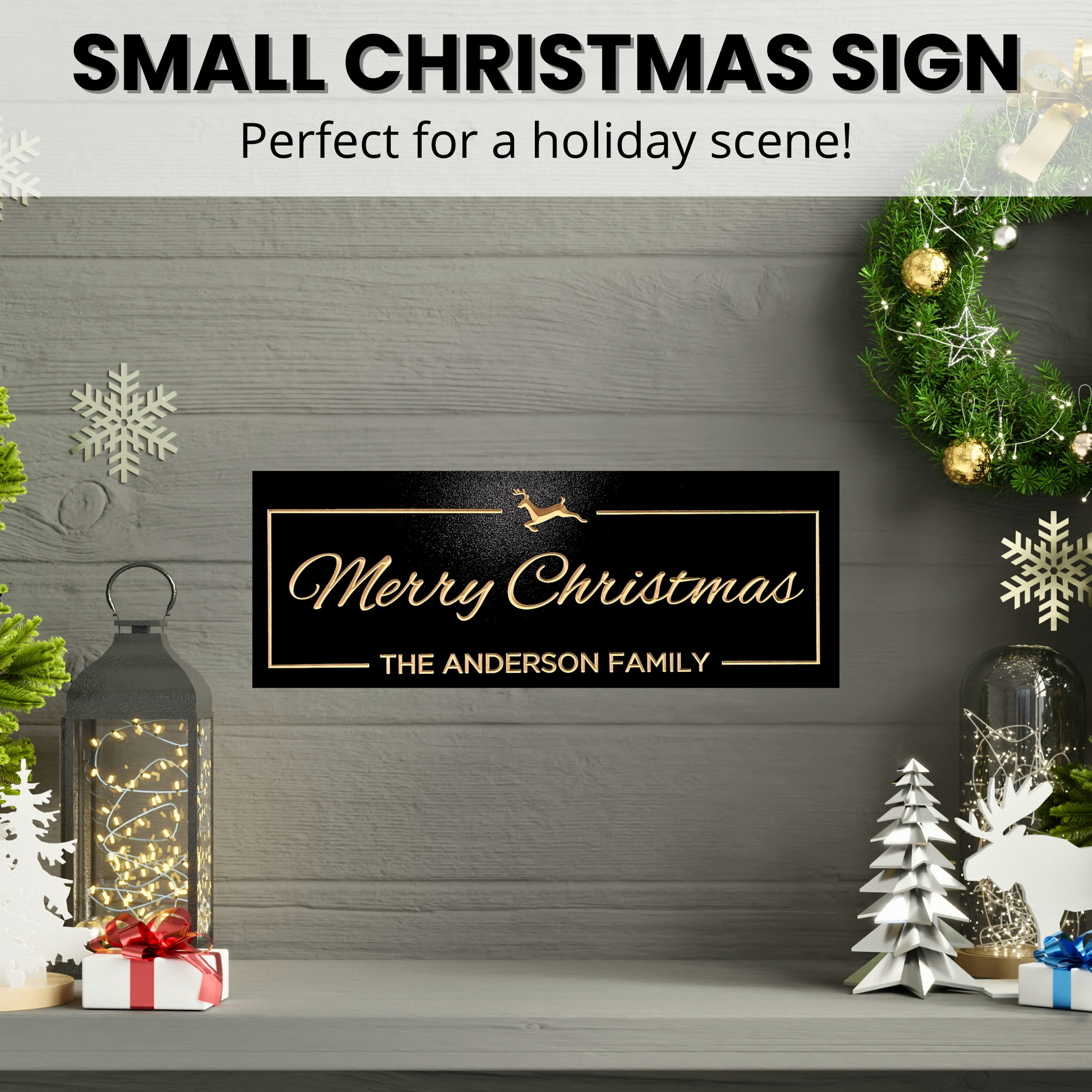 Family Name Sign Christmas Decoration for a Holiday Scene
