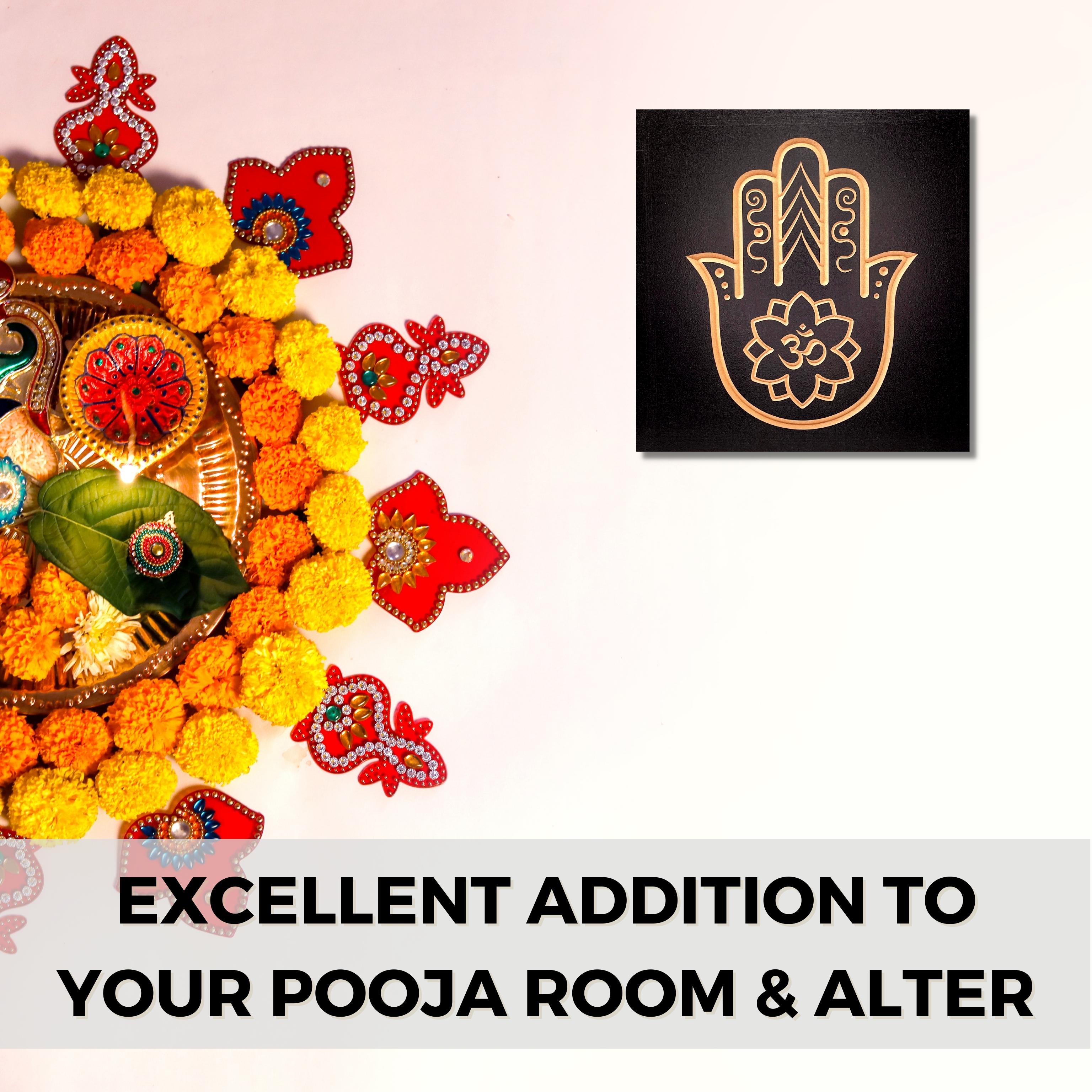 Hamsa Hand Om Flower Zen Decor Pooja Room