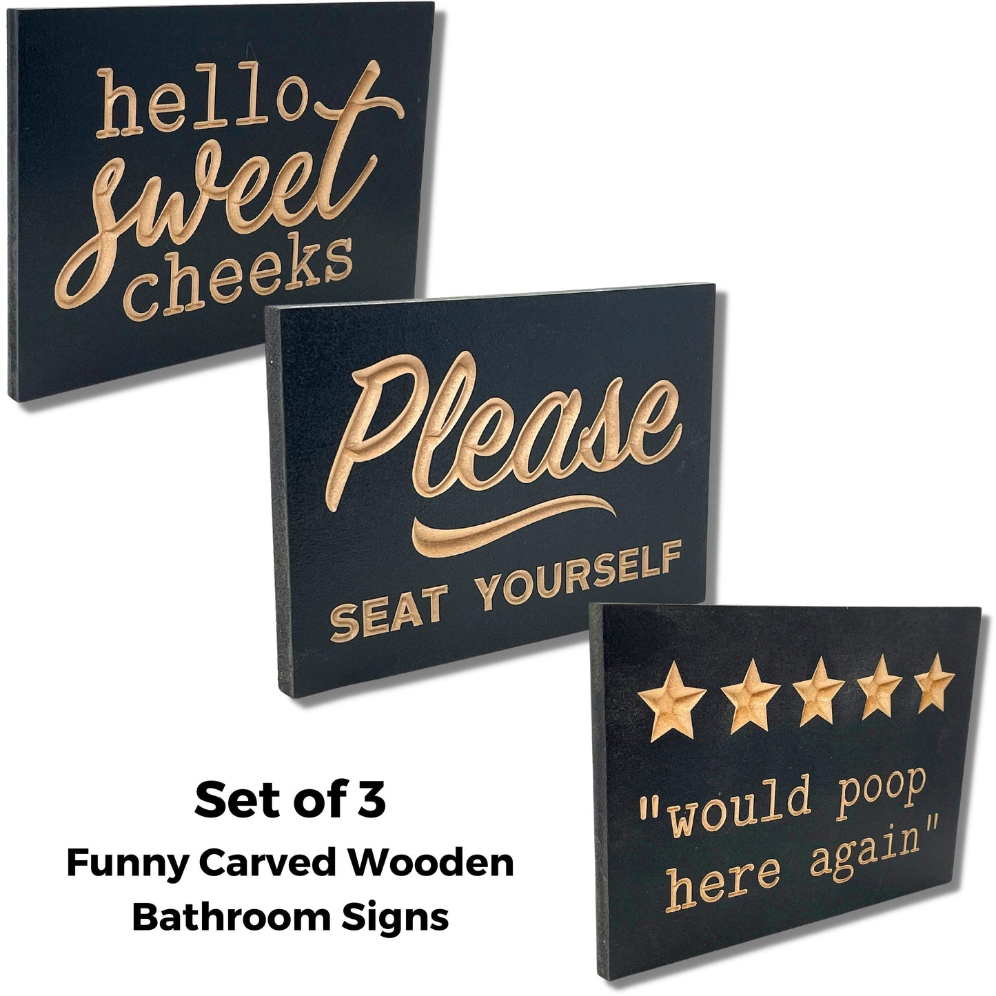 Funny Bathroom Signs (Set of 3)